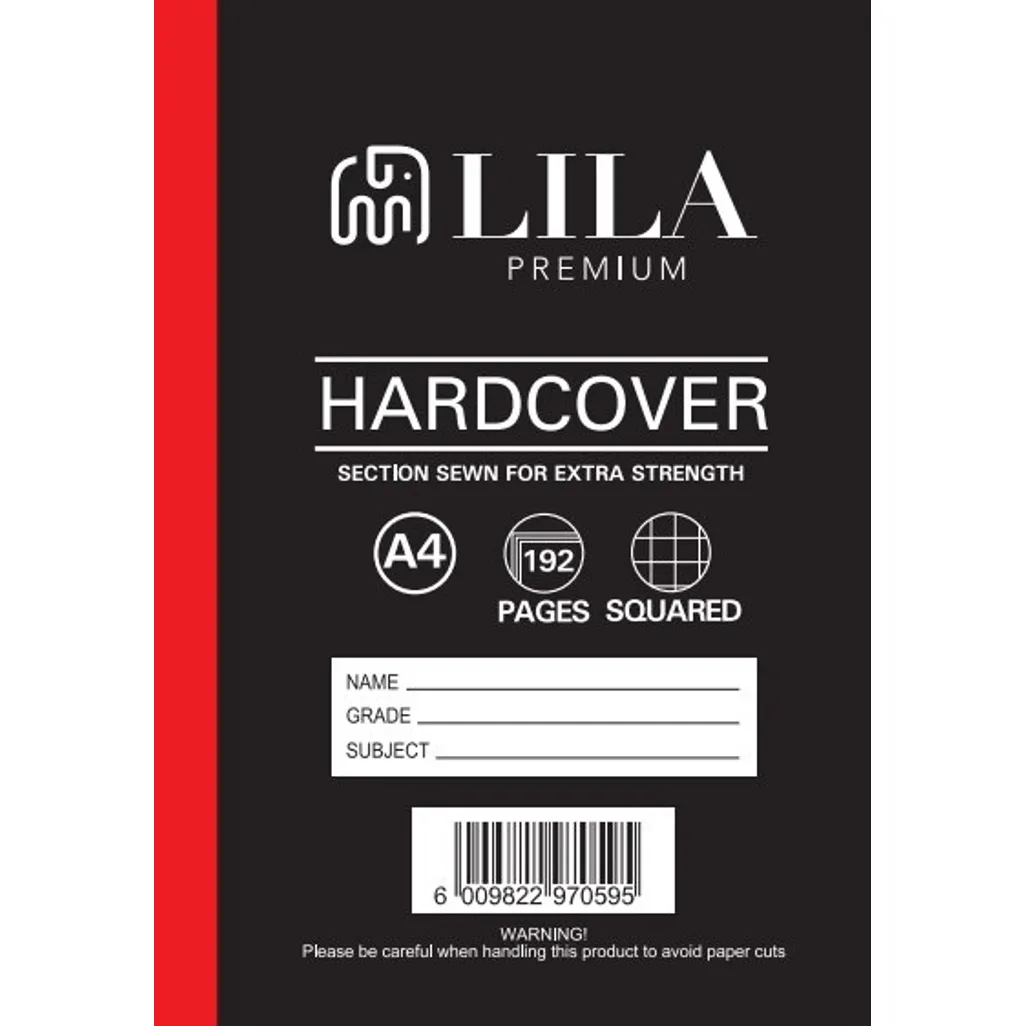 Lila Premium A4 Squared Hardcover Book — 192 Pages