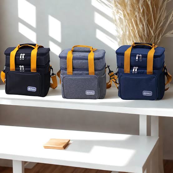 Multi-Compartment Insulated Lunch &amp; Cooler Bag — Black/Orange